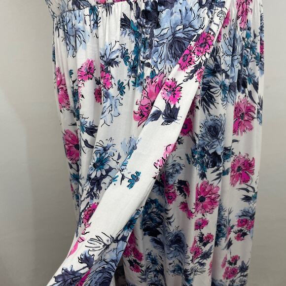 Torrid Floral Maxi Dress 2X White Pink Cap Sleeve Empire Waist - Picture 5 of 9